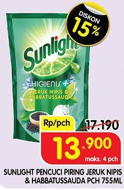 Promo Harga SUNLIGHT Pencuci Piring Higienis Plus With Habbatussauda 755 ml - Superindo