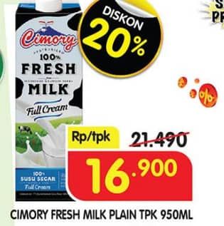 Promo Harga Cimory Fresh Milk Full Cream 950 ml - Superindo