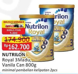 Promo Harga NUTRILON Royal Soya 3 Susu Pertumbuhan Vanila, Madu 800 gr - Alfamart
