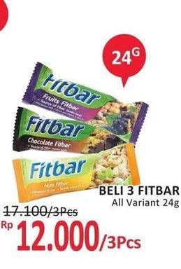 Promo Harga FITBAR Makanan Ringan Sehat All Variants per 3 pcs 24 gr - Alfamidi