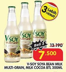 Promo Harga V-soy Soya Bean Milk Multi Grain, Cocoa 300 ml - Superindo