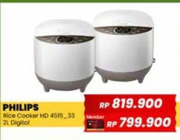 Promo Harga Philips HD4515 Fuzzy Logic Rice Cooker 33  - Yogya