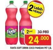 Promo Harga FANTA Minuman Soda Coco Pandan per 2 pet 1500 ml - Superindo