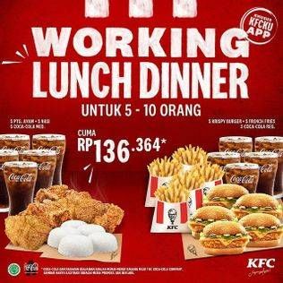 Promo Harga KFC Working Lunch Dinner  - KFC