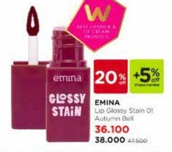 Promo Harga EMINA Glossy Stain 01 Autumn Bell 3 gr - Watsons