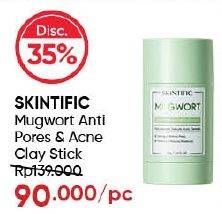 Skintific Mugwort Anti Pores & Acne Clay Stick 40 gr Diskon 35%, Harga Promo Rp90.000, Harga Normal Rp139.000