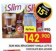 Promo Harga Islim Meal Replacement Vanilla Latte, Chocolate per 6 sachet 54 gr - Superindo