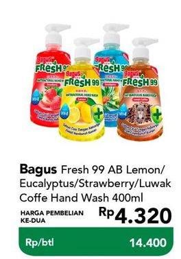 Promo Harga BAGUS Hand Wash Strawberry, Eucalyptus, Lemon 400 ml - Carrefour