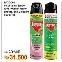 Promo Harga BAYGON Insektisida Spray Tea Blossom, Fruity Breeze 600 ml - Indomaret
