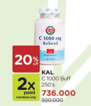 Promo Harga KAL Supplement Range C 1000 250 pcs - Watsons