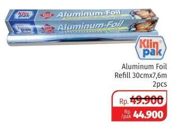 Promo Harga KLINPAK Aluminium Foil 30cm X 7.6m per 2 pcs - Lotte Grosir