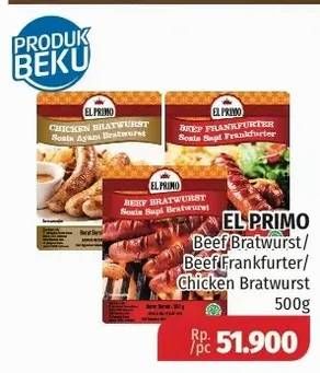 Promo Harga EL PRIMO Sosis Beef Bratwurst, Beef Frankfurter, Chicken Bratwurst 500 gr - Lotte Grosir