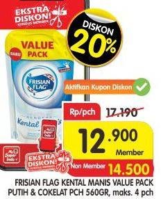 Promo Harga FRISIAN FLAG Susu Kental Manis Putih, Cokelat 560 gr - Superindo