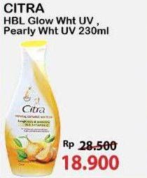 Promo Harga Citra Hand & Body Lotion Natural Glowing White UV Bengkoang Green Tea, Pearly White UV Korean Pearl Mulberry 230 ml - Alfamart