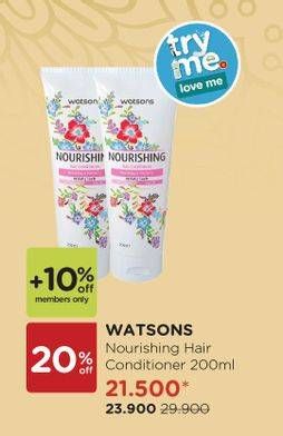 Promo Harga WATSONS Nourishing Hair Conditioner 200 ml - Watsons