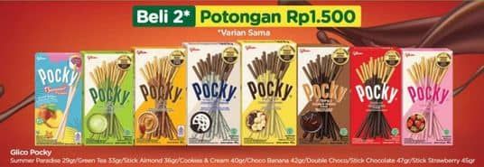 Promo Harga Glico Pocky Stick Summer Paradise, Matcha, Almond, Cookies Cream, Choco Banana, Double Choco, Chocolate Flavour, Strawberry Flavour 29 gr - TIP TOP