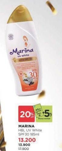 Promo Harga Marina Hand Body Lotion UV White Extra SPF 30 185 ml - Watsons