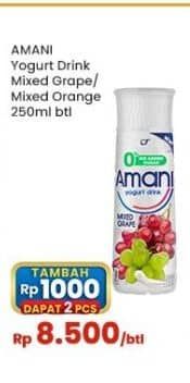 Promo Harga Amani Yoghurt Drink Mixed Orange, Mixed Grape 250 ml - Indomaret