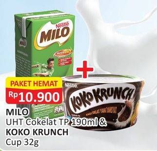 Promo Harga Milo UHT Cokelat & Koko Krunch 32gr  - Alfamart