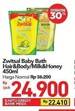 Promo Harga ZWITSAL Natural Baby Bath Hair Body, Milk Honey 450 ml - Carrefour