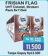 Promo Harga FRISIAN FLAG Susu UHT Milky Chocolate, Strawberry per 6 pcs 115 ml - Alfamart