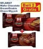 Promo Harga SELAMAT Wafer Chocolate, Double Chocolate 60 gr - Indomaret