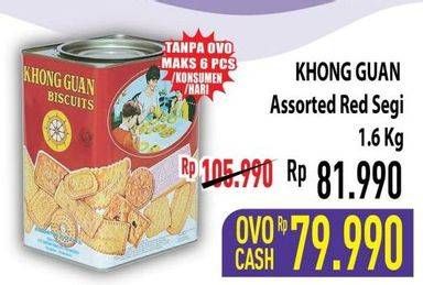 Promo Harga KHONG GUAN Assorted Biscuit Red Persegi 1600 gr - Hypermart