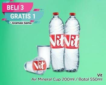 Promo Harga Vit Air Mineral Cup 200 ml/Botol 550 ml  - TIP TOP