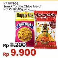 Promo Harga Happy Tos Tortilla Chips Hot Chili, Merah 140 gr - Indomaret