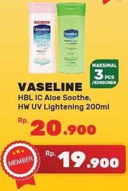 Promo Harga VASELINE Intensive Care Healthy White UV Lightening 200 ml - Yogya