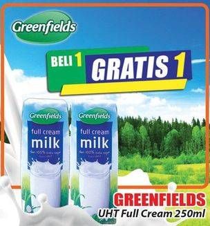 Promo Harga GREENFIELDS UHT Full Cream 250 ml - Hari Hari