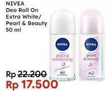 Promo Harga NIVEA Deo Roll On Extra Whitening, Pearl Beauty 50 ml - Indomaret
