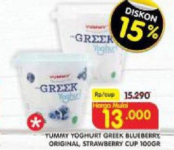 Promo Harga YUMMY Greek Yogurt Blueberry, Original, Strawberry 100 gr - Superindo