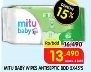 Promo Harga Mitu Baby Wipes Antiseptic 50 sheet - Superindo