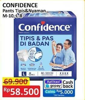 Promo Harga Confidence Adult Pants Tipis & Pas Di Badan M10, L8 8 pcs - Alfamart