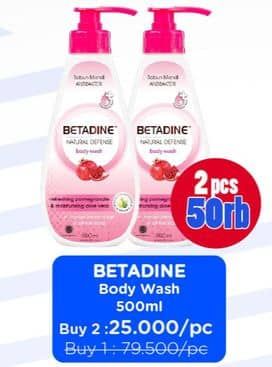 Promo Harga Betadine Natural Defense Body Wash Refreshing Pomegranate And Moisturising Aloe Vera 500 ml - Watsons
