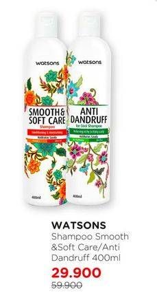 Promo Harga WATSONS Shampoo Smooth Soft Care, Anti Dandruff 400 ml - Watsons