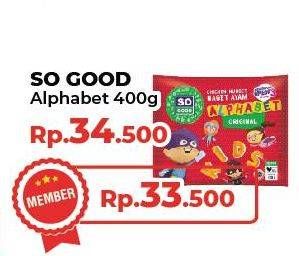 Promo Harga So Good Chicken Nugget Alphabet 400 gr - Yogya