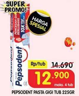 Promo Harga Pepsodent Pasta Gigi Pencegah Gigi Berlubang White 225 gr - Superindo