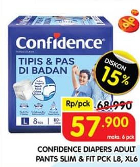 Promo Harga Confidence Adult Pants Tipis & Pas Di Badan L8, XL6 6 pcs - Superindo