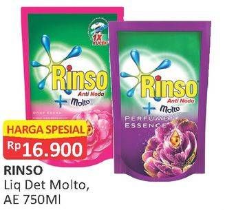 Promo Harga RINSO Anti Noda + Molto Liquid Detergent 750 ml - Alfamart