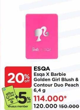 Promo Harga ESQA Golden Girl Cream Blush & Contour Duo X Barbie™  Peach 6 gr - Watsons
