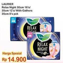 Promo Harga Laurier Relax Night 30cm, 35cm, Gathers 35cm 8 pcs - Indomaret