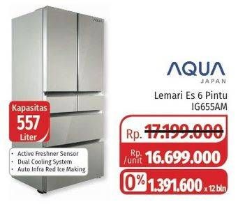 Promo Harga AQUA AQR-IG655AM | Refrigerator Multidoor  - Lotte Grosir