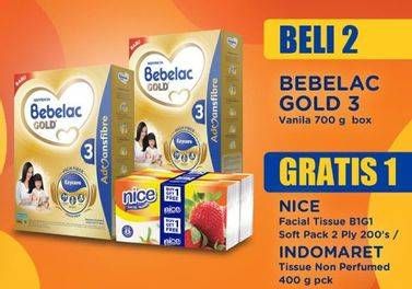 Promo Harga BEBELAC 3 Gold Susu Pertumbuhan Vanila 700 gr - Indomaret