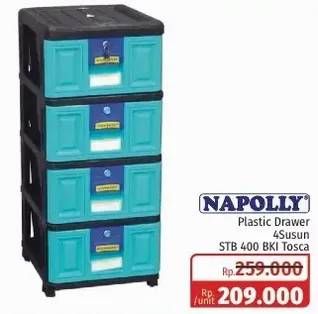 Promo Harga NAPOLLY Plastic Drawer 4S STB 400 BKI Tosca  - Lotte Grosir