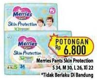 Promo Harga Merries Pants Skin Protection S34, M30, L26, XL22 22 pcs - Hypermart