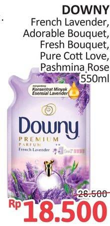 Promo Harga Downy Premium Parfum French Lavender, Adorable Bouquet, Fresh Bouquet, Pure Cotton Love, Pashmina Rose 550 ml - Alfamidi