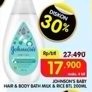 Promo Harga Johnsons Baby Milk Bath Milk + Rice 200 ml - Superindo