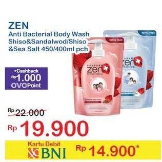 Promo Harga ZEN Anti Bacterial Body Wash Shiso Sandalwood, Shiso Sea Salt 400 ml - Indomaret